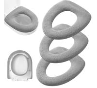 Guojanfon Lot de 3 Housses de siège de Toilette en Tissu Doux, épais, Extensible, Lavable (Gris)