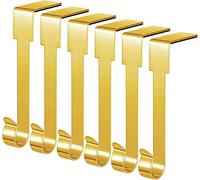 Guojanfon Lot de 4 supports de chaussettes de Noël, crochets en métal pour accrocher des chaussettes de Noël, supports pour chaussettes de Noël pour cheminée, décorations de Noël (noir) (6 dorés, 6)