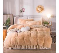 Guojm Fleece Warm Cozy Liber Set Couprir en Toison de 1 Couvercle de Couette 1 Feuille de lit 2 taies d'oreiller Ensemble de literie Super Douce, Orange, célibataire