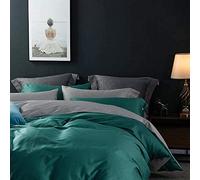 Guojm Homehold Sheets Set, Gold 2Sides Couvre-Couette réversible avec Bouton Soft Soft Egyptian Cotton Litder Set Couvercle Couvrette de lit ajusté Color de 5-Queen Taille 4PCS
