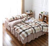 Guojm Striped Tidle Coup de Couette Absence d'oreillement Lit Coton Polyester Linn 4pcs Pastoral hypoallergénique Anti-repliage pour l'élève Enfant Adulte (Couleur: B, Taille: Roi)