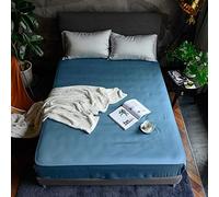 GUOJM Tencel Feuille Amis Couverture MATENTS Couleur COLODE SUPPLIQUE avec DOURNE Double Double Double TELLE DE Lits-Lake_Blue_200CMX220CM * 30CM (3PCS)