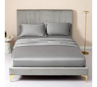 GUOJM Tencel Feuille Amis MATRESSE Couverture Couleur Couleur Colle avec des Feuilles DE LITSE DE Lise ÉLASTIQUE DOUBRE Double TELLE DE Lits-Gray_180CMX200CM * 32CM (1PCS)