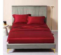 GUOJM Tencel MATRESSE DE MATRESSE Coupe Couleur Couleur Couleur avec Les Feuilles DE LITSE DOUBRE Double Double TELLE DE Lits-Red_Wine_120CMX200CM * 20CM (1PCS)