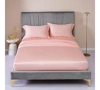 GUOJM Tencel MATRESSE Feuille Coupe Couverture Couleur Couleur Colle avec des Feuilles DE LITSE DE Litre ÉLASTIQUE DOUBRE Double SIGE TELLE-Pink_150CMX200CM * 25CM (1PCS)