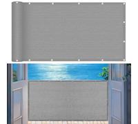 GUOJUN Brise Vue 100 x 390 cm Protection UV, Coupe-Vent, Respirant Écran de Balcon, Clôture Brise Vue avec Attaches de Câble Œillets pour Balcon Jardin Terrain, Gris Clair