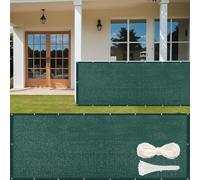 GUOJUN Brise Vue 40 x 840 cm Hdpe, Respirant, Vent, UV Résistant Cache Vue Balcon, Clôture d'ombrage avec Attaches de Câble Œillets pour Jardin, Balcon, Vert Foncé