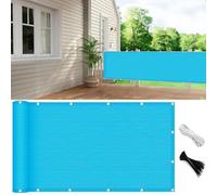 GUOJUN Brise Vue 45 x 680 cm Protection UV, Coupe-Vent, Respirant Écran de Balcon, Clôture Brise Vue avec Attaches de Câble Œillets pour Balcon Jardin Terrain, Bleu Ciel