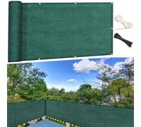 GUOJUN Brise Vue 55 x 1150 cm Protection UV, Coupe-Vent, Respirant Cache Brise Balcon avec Attaches de Câble Œillets pour Balcon Jardin Terrain, Vert Foncé