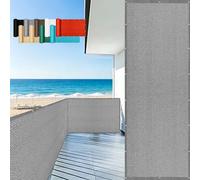 GUOJUN Brise Vue 55 x 450 cm Hdpe, Respirant, Vent, UV Résistant Brise Vue Jardin, Filet D’Ombrage avec Attaches de Câble Œillets pour Balcon Jardin Terrain, Gris Clair