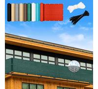 GUOJUN Brise Vue 70 x 400 cm Hdpe, Respirant, Vent, UV Résistant Cache Vue Balcon, Clôture d'ombrage avec Attaches de Câble Œillets pour Balcon Jardin Terrain, Vert Foncé