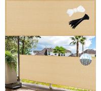 GUOJUN Brise Vue 90 x 800 cm Hdpe, Respirant, Vent, UV Résistant Bâche de Balcon Brise-Vue avec Attaches de Câble Œillets pour Jardin, Balcon, Jaune Sable