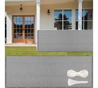 GUOJUN Brise Vue 90 x 800 cm Hdpe, Respirant, Vent, UV Résistant Cache Vue Balcon, Clôture d'ombrage avec Attaches de Câble Œillets pour Jardin, Balcon, Gris Clair
