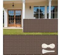 GUOJUN Brise Vue 90 x 800 cm Hdpe, Respirant, Vent, UV Résistant Cache Vue Balcon, Clôture d'ombrage avec Attaches de Câble Œillets pour Jardin, Balcon, Brun