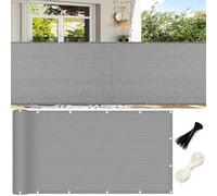 GUOJUN Brise Vue 90 x 800 cm Hdpe, Respirant, Vent, UV Résistant Clôture de Protection de La Vie Privée avec Attaches de Câble Œillets pour Jardin, Balcon, Gris Clair