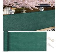 GUOJUN Brise Vue Balcon 105 x 610 cm Protection UV, Coupe-Vent, Respirant Écran D'Intimité, Brise Vent Terrasse avec Attaches de Câble Œillets pour Balcon Jardin Terrain, Vert Foncé