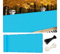 GUOJUN Brise Vue Balcon 110 x 650 cm Hdpe, Respirant, Vent, UV Résistant Cache Balcon, Filet Occultant Jardin avec Attaches de Câble Œillets pour Jardin Terrain, Bleu Ciel