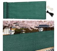 GUOJUN Brise Vue Balcon 110 x 670 cm Protection UV, Coupe-Vent, Respirant Cache Balcon, Filet Occultant Jardin avec Attaches de Câble Œillets pour Jardin, Vert Foncé
