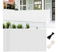 GUOJUN Brise Vue Balcon 50 x 500 cm Hdpe, Respirant, Vent, UV Résistant Brise Vue Jardin, Filet D’Ombrage avec Attaches de Câble Œillets pour Jardin, Balcon, Blanc