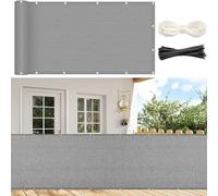 GUOJUN Brise Vue Balcon 55 x 680 cm Protection UV, Coupe-Vent, Respirant Cache Brise Balcon avec Attaches de Câble Œillets pour Jardin, Gris Clair