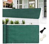 GUOJUN Brise Vue Balcon 60 x 420 cm Hdpe, Respirant, Vent, UV Résistant Brise Vue Jardin, Filet D’Ombrage avec Attaches de Câble Œillets pour Jardin, Balcon, Vert Foncé