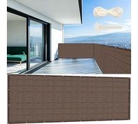 GUOJUN Brise Vue Balcon 70 x 400 cm Hdpe, Respirant, Vent, UV Résistant Écran de Balcon, Clôture Brise Vue avec Attaches de Câble Œillets pour Jardin Terrain, Brun