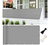 GUOJUN Brise Vue Balcon 90 x 800 cm Hdpe, Respirant, Vent, UV Résistant Brise Vue Jardin, Filet D’Ombrage avec Attaches de Câble Œillets pour Jardin, Balcon, Gris Clair