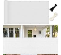 GUOJUN Brise Vue Balcon 90 x 800 cm Protection UV, Coupe-Vent, Respirant Bâche de Balcon Brise-Vue avec Attaches de Câble Œillets pour Jardin, Blanc