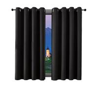 GUOJUN Rideau Occultant 240 x 240 cm à Oeillets, Opaque, Decoration, Moderne Rideau Thermiques Isolants Anti Chaleur, Polyester, Anti-Bruit pour Chambre Salon, Noir