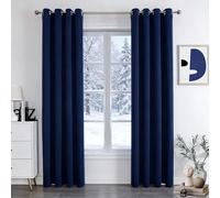 GUOJUN Rideau Occultant 240 x 240 cm à Oeillets, Opaque, Decoration, Moderne Rideaux Opaque Draperies Anti-Froid, Économie D'Énergie pour Chambre Salon, Bleu Foncé