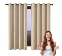 GUOJUN Rideau Occultant 80 x 250 cm Thermique Isolant Anti Froid et Chaleur Rideaux Salon Moderne Anti Chaleur, Polyester, Anti-Bruit pour Salon, Chambre, Couleur Crème