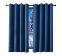 GUOJUN Rideau Occultant Thermique Isolant 100 x 250 cm à Oeillets, Opaque, Decoration, Moderne Rideaux Cuisine Anti UV, Anti Bruit, Isolation Lumiere pour Salon, Chambre, Bleu Foncé