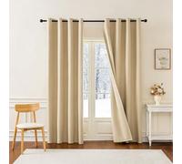 GUOJUN Rideau Occultant Thermique Isolant 140 x 145 cm à Oeillets, Opaque, Decoration, Moderne Rideau Thermiques Isolants Anti-Froid, Économie D'Énergie pour Chambre Salon, Couleur Crème