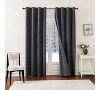GUOJUN Rideau Occultant Thermique Isolant 190 x 230 cm à Oeillets, Opaque, Decoration, Moderne Rideau Thermiques Isolants Anti-Froid, Économie D'Énergie pour Chambre Salon, Gris Foncé