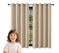 GUOJUN Rideau Occultant Thermique Isolant 240 x 240 cm Thermique Isolant Anti Froid et Chaleur Rideaux Anti Chaleur, Polyester, Anti-Bruit pour Salon, Chambre, Couleur Crème