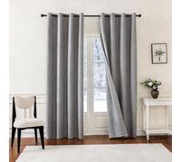 GUOJUN Rideau Occultant Thermique Isolant 50 x 195 cm à Oeillets, Opaque, Decoration, Moderne Rideau Thermiques Isolants Anti-Froid, Économie D'Énergie pour Chambre Salon, Gris Clair