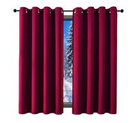 GUOJUN Rideau Occultant Thermique Isolant 90 x 120 cm à Oeillets, Opaque, Decoration, Moderne Rideaux Cuisine Anti UV, Anti Bruit, Isolation Lumiere pour Salon, Chambre, Vin Rouge