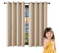 GUOJUN Rideau Occultant Thermique Isolant 90 x 150 cm à Oeillets, Opaque, Decoration, Moderne Rideaux Isolant Thermique Anti Chaleur, Polyester, Anti-Bruit pour Salon, Chambre, Couleur Crème