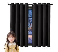 GUOJUN Rideau Occultant Thermiques 60 x 265 cm à Oeillets, Opaque, Decoration, Moderne Rideaux Chambre à Oeillets Anti UV, Anti Bruit, Isolation Lumiere pour Salon, Chambre, Noir