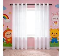 GUOJUN Rideau Voilage 170 x 190 cm Translucide, Bloquer, Anti-UV, Decoration Rideau Voile, Voilage Fenêtre pour Salon Chambre à Coucher, Blanc