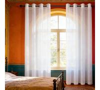 GUOJUN Rideaux Voilage 240 x 240 cm Translucide, Bloquer, Anti-UV, Decoration Rideau Voile, Voilage Fenêtre pour Chambre Salon Maison, Blanc