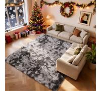 GUOJUN Tapis Chambre 190 x 390 cm Poils Longs, Lavable, Moderne Tapis de Cuisine Antidérapant pour Salon Chambre, Gris Foncé