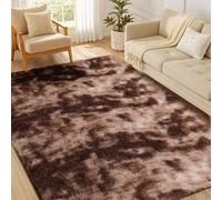 GUOJUN Tapis Chambre 240 x 280 cm Super Doux, Shaggy Doux Confortable Tapis de Cuisine Antidérapant pour Salon Chambre, Brun
