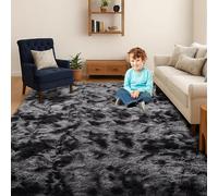 GUOJUN Tapis de Salon 100 x 150 cm Intérieur Moelleux Épais, Long Shaggy Tapis Salon Chambre Poil Long Shaggy pour Chambre à Coucher, Gris Foncé