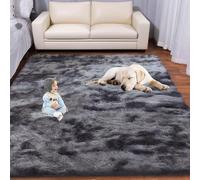 GUOJUN Tapis Salon Moderne 240 x 330 cm Moelleux Épais, Long Shaggy Tapis de Cuisine Antidérapant pour Chambre à Coucher, Gris Foncé