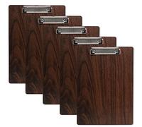 GUOKOFF 5 Pièces En Bois Porte-bloc A4 avec Pince, Clipboard A4, Porte Bloc A4 Avec Pince, Planchettes à Pince pour Papier d'écriture Memo des Dossiers, Porte Document A4 Avec Clip, Marron