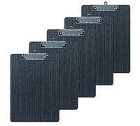 GUOKOFF 5 Pièces En Bois Porte-bloc A4 avec Pince, Clipboard A4, Porte Bloc A4 Avec Pince, Planchettes à Pince pour Papier d'écriture Memo des Dossiers, Porte Document A4 Avec Clip, Noir