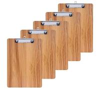 GUOKOFF 5 Pièces En Bois Porte-bloc A4 avec Pince, Clipboard A4, Porte Bloc A4 Avec Pince, Planchettes à Pince pour Papier d'écriture Memo des Dossiers, Porte Document A4 Avec Clip