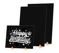 GUOKOFF Enseignes de Tableau Noirs A5, Lot de 3 Mini Tableau Noir pour Table, Ardoise de Table, Tableaux Noirs avec Supports en Bois, Petit Table Décoratives pour Tableaux Noir