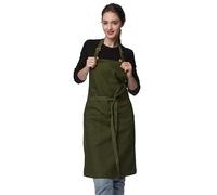 Guolamy Tablier de Cuisine Ajustable Tablier avec poches Résistant Imperméable Tablier Professionnel pour Hommes et Femmes 4251GB（Vert armée）